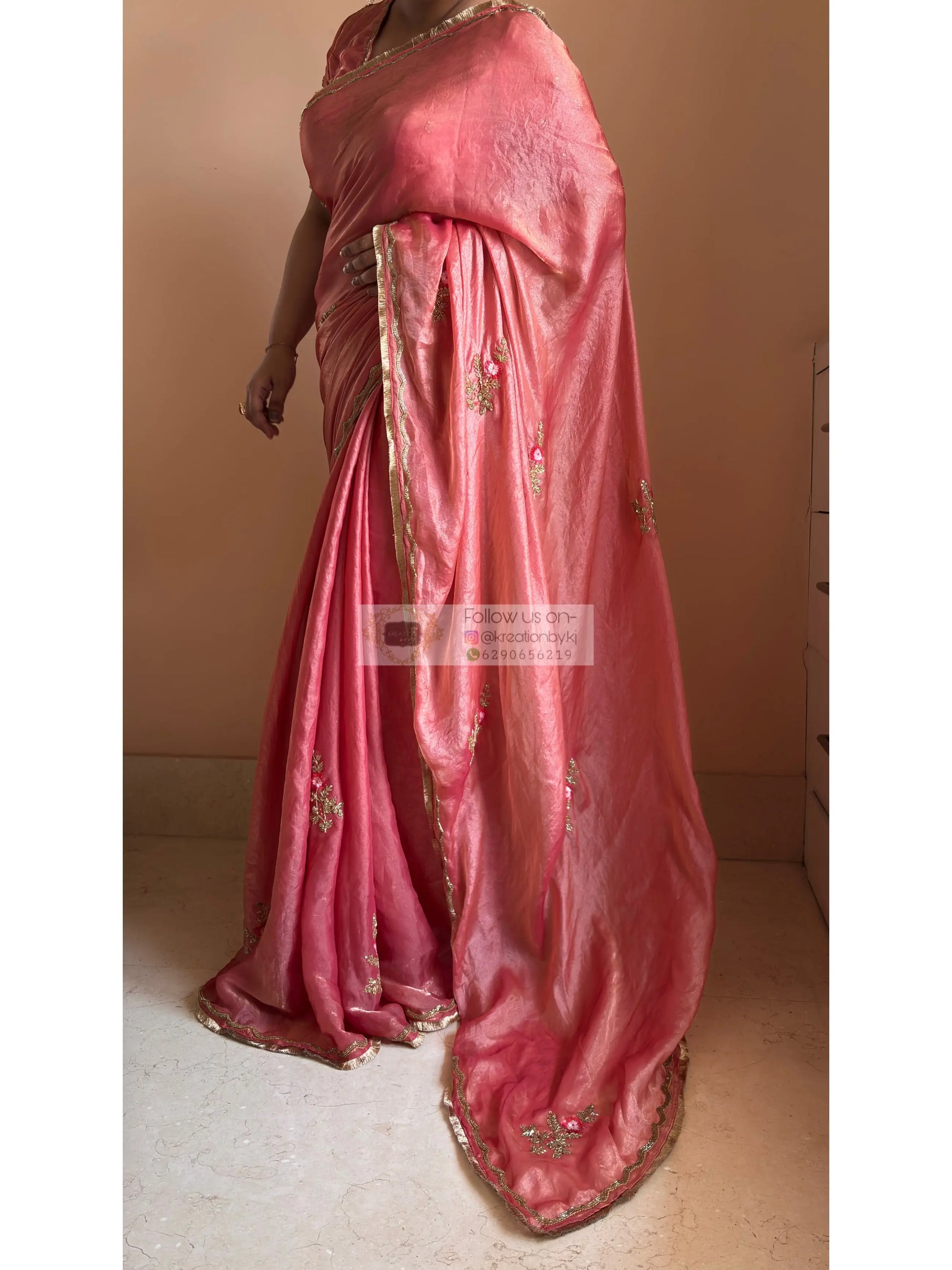 Summer Rose Pink Saree Kreation by KJ