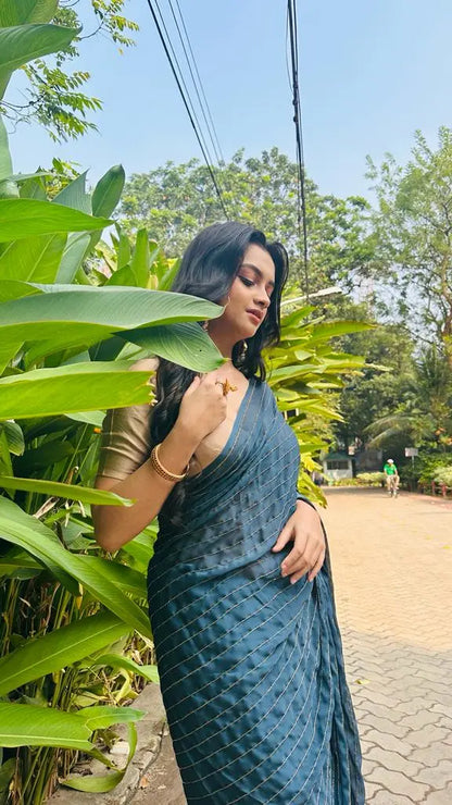 Midnight Blue Noorani Georgette Saree