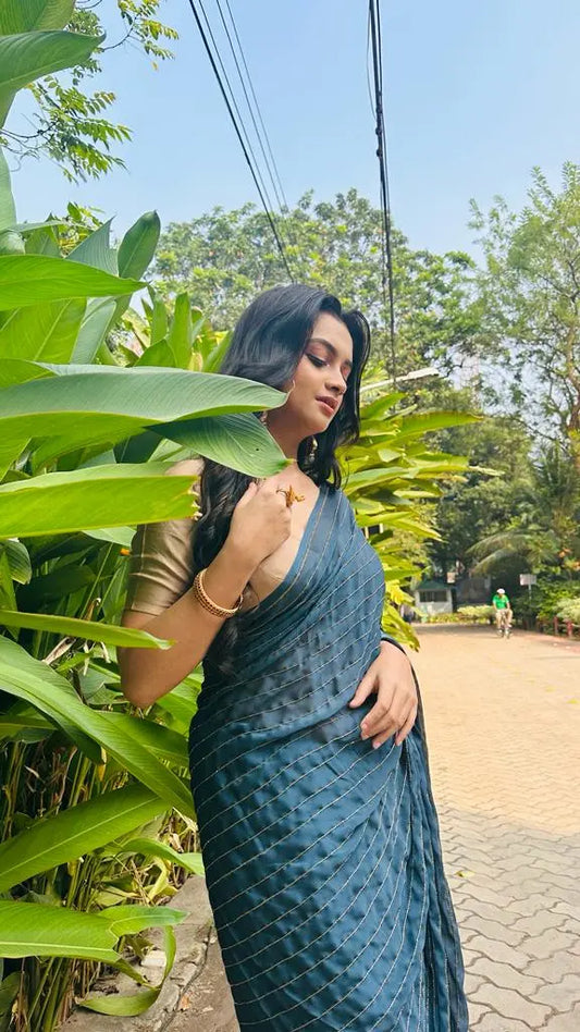 Midnight Blue Noorani Georgette Saree