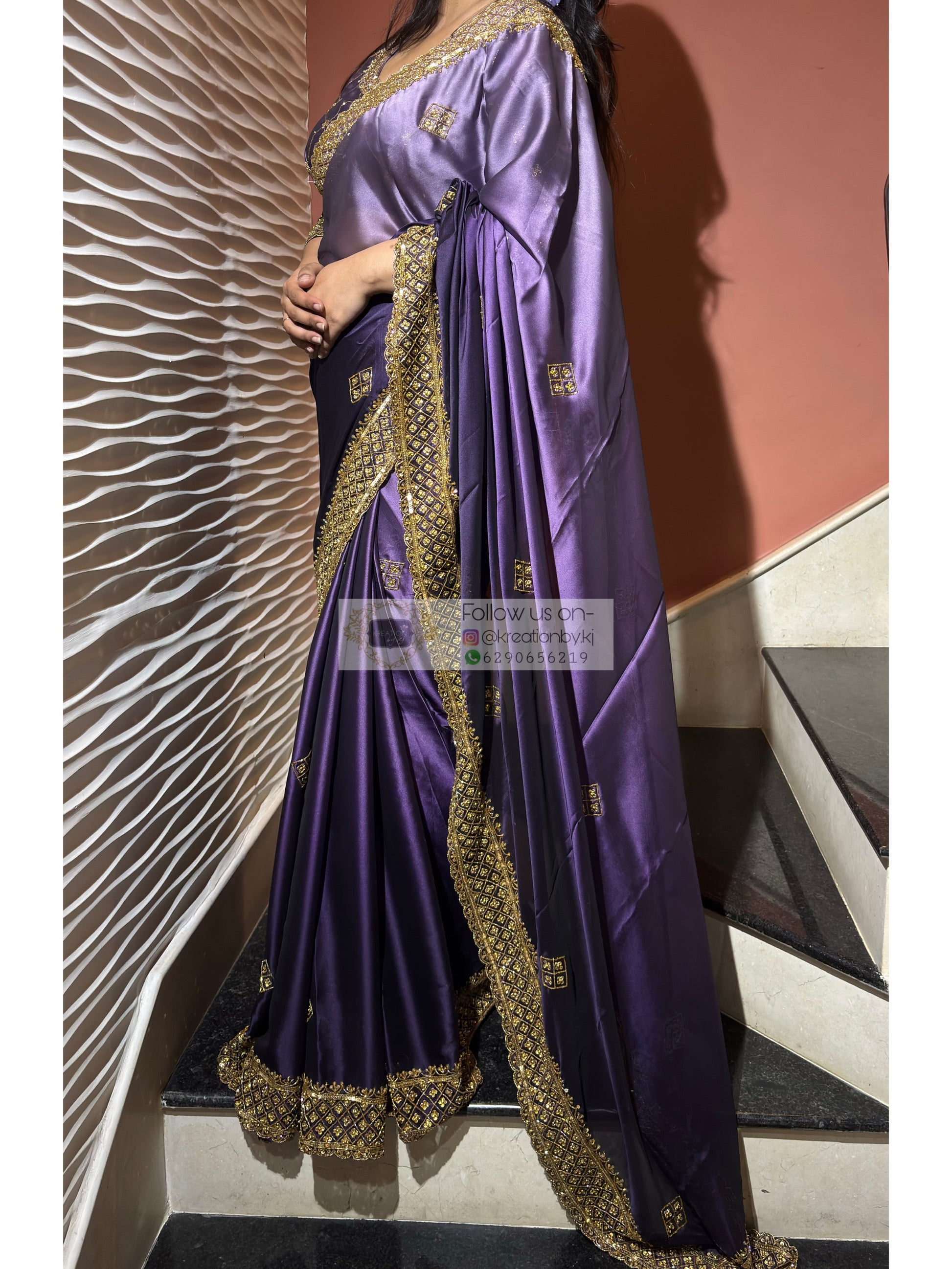 Amethyst Ombre Georgette Zeenat Saree kreationbykj