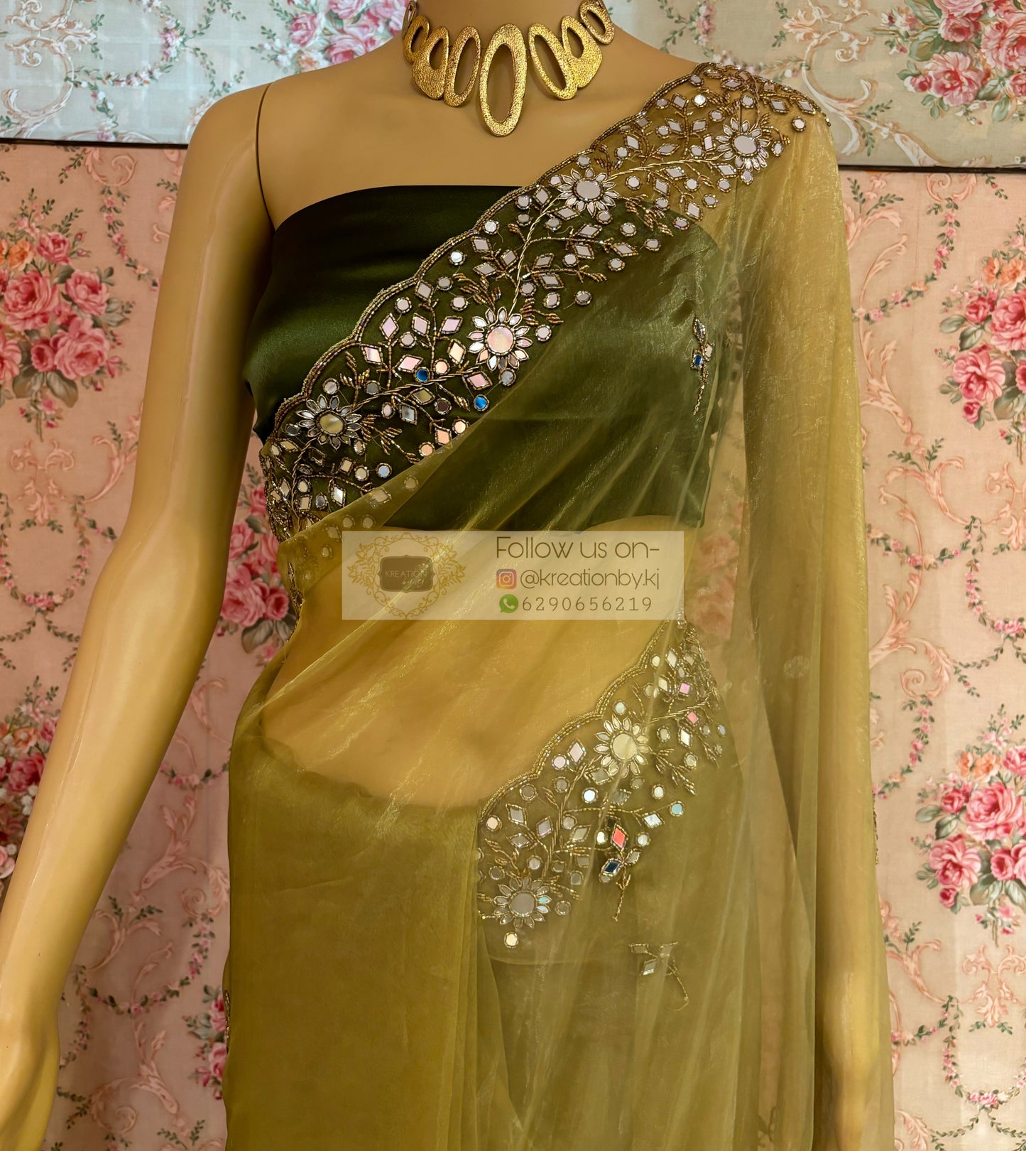 Pista Green Sheesh Mahal Saree