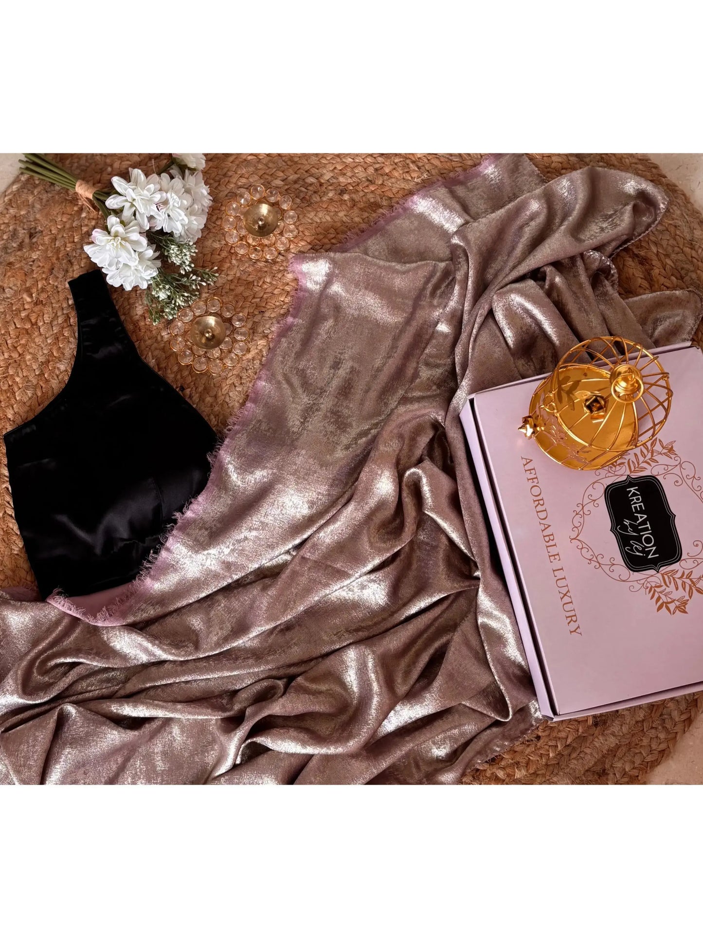 Mauve Glam Gold Shimmer Saree Kreation by KJ