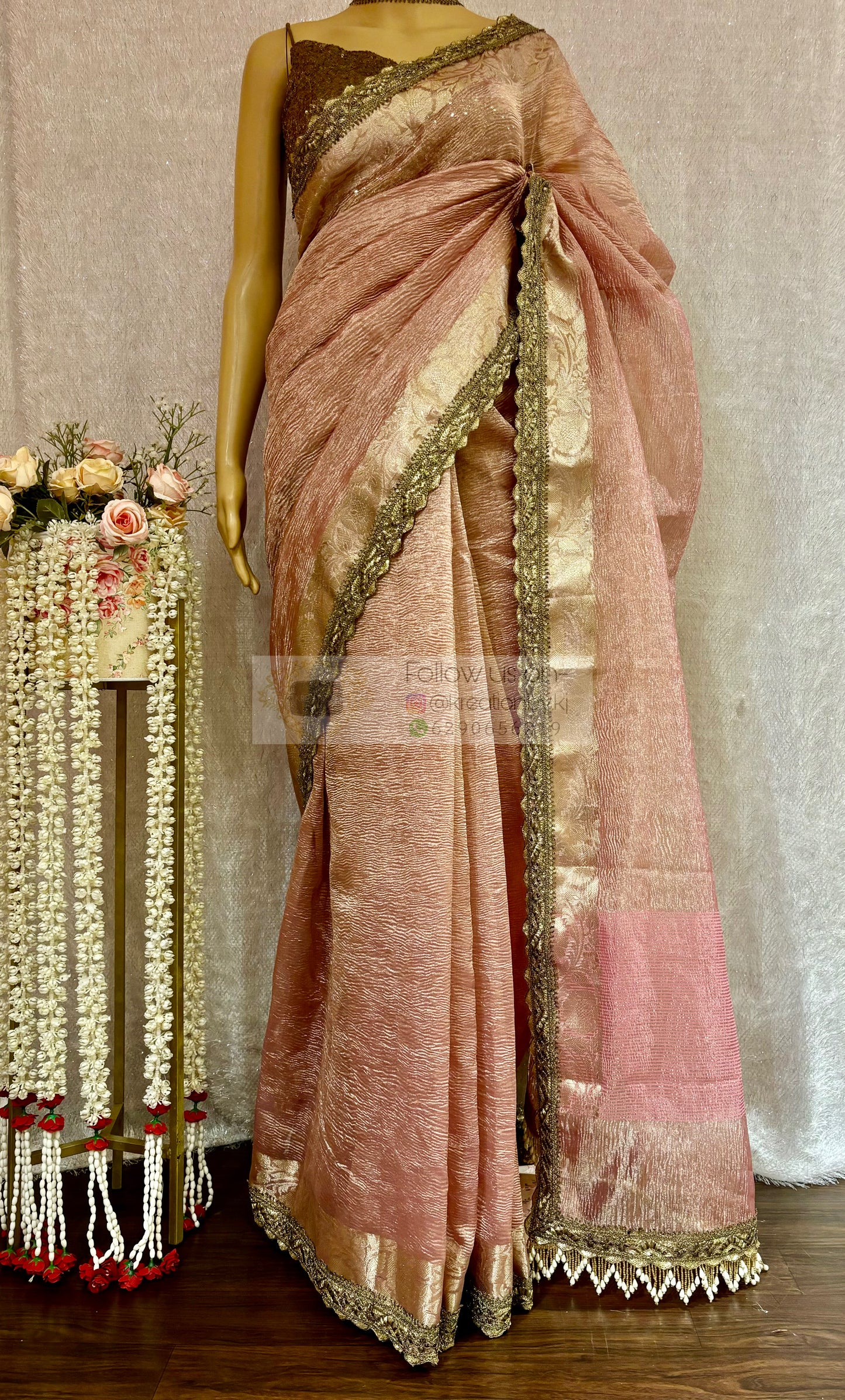 Onion Pink Tissue Banarasi Saree