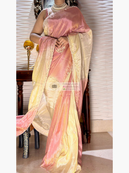 Two in One Ombre Tissue Saree with scalloped Border
