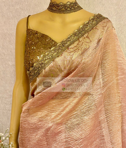 Onion Pink Tissue Banarasi Saree