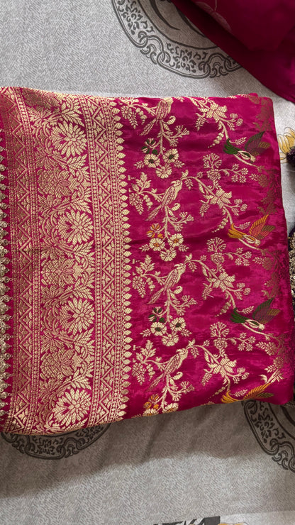 Rani Pink Banarasi Minakari work Saree