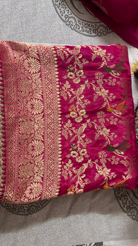 Rani Pink Banarasi Minakari work Saree