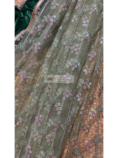 Green Spring Sequin Soirée Saree