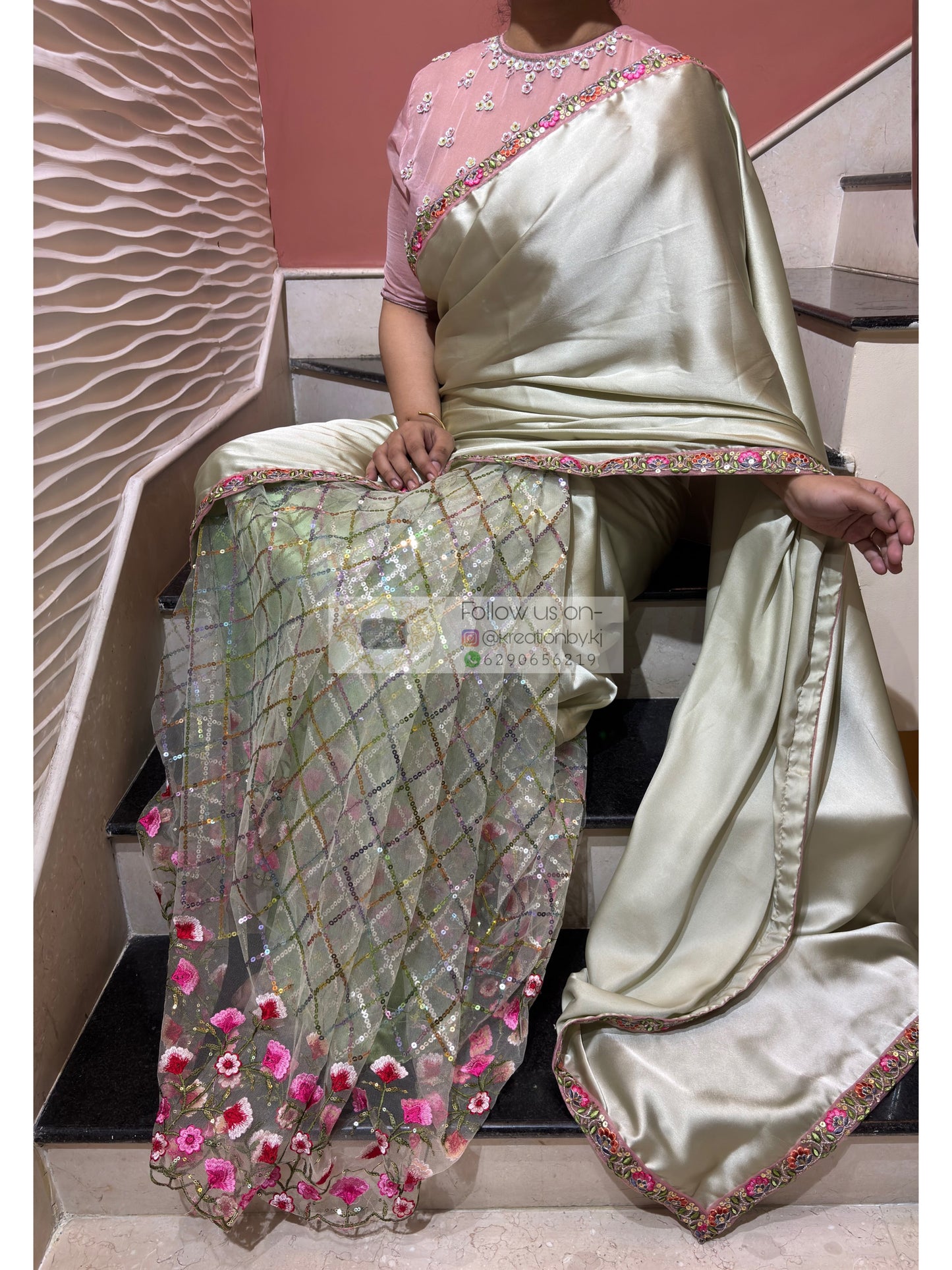 Spring Whispers Satin & Net Half Saree kreationbykj