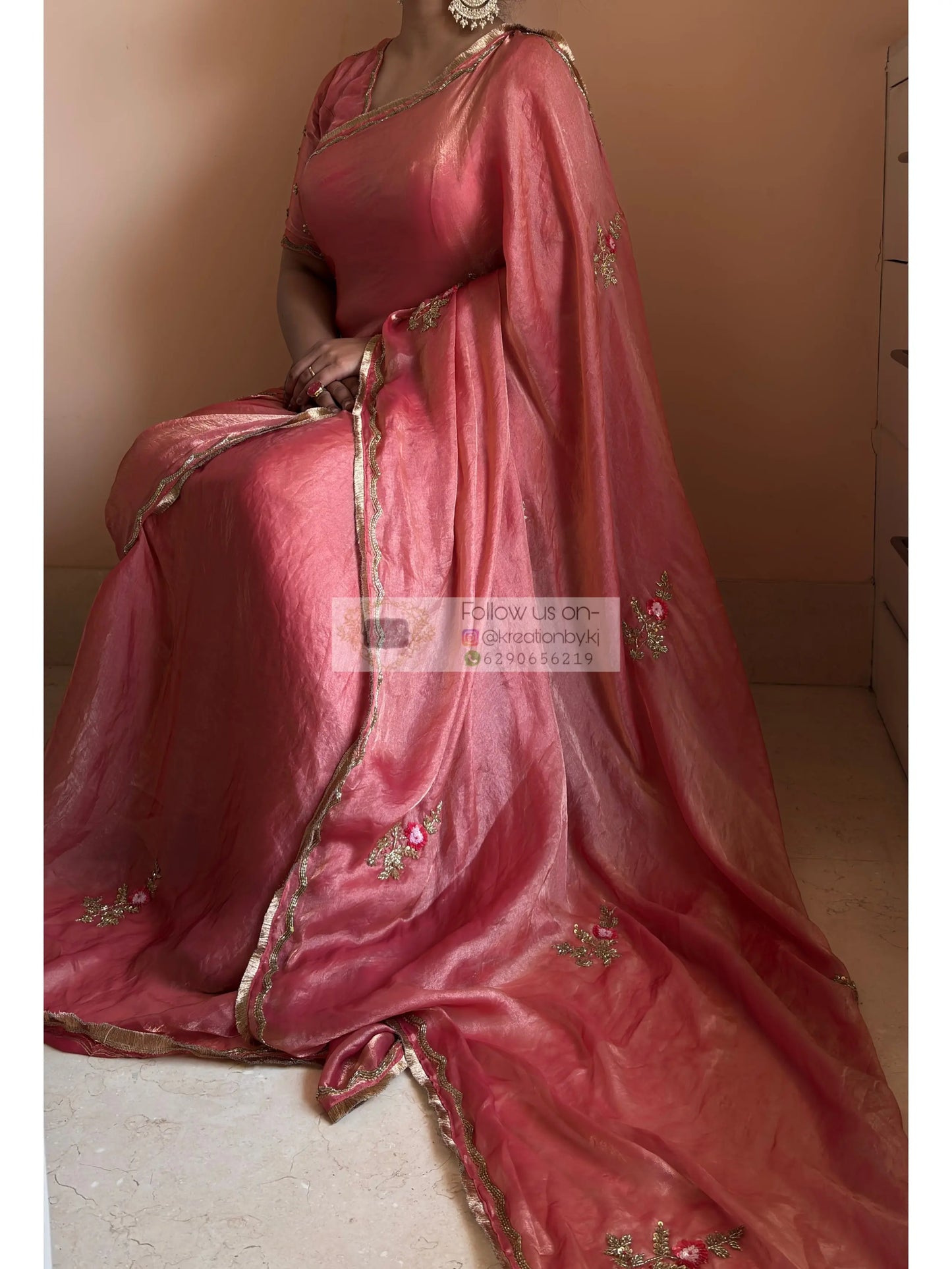 Summer Rose Pink Saree Kreation by KJ