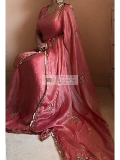 Summer Rose Pink Saree Kreation by KJ