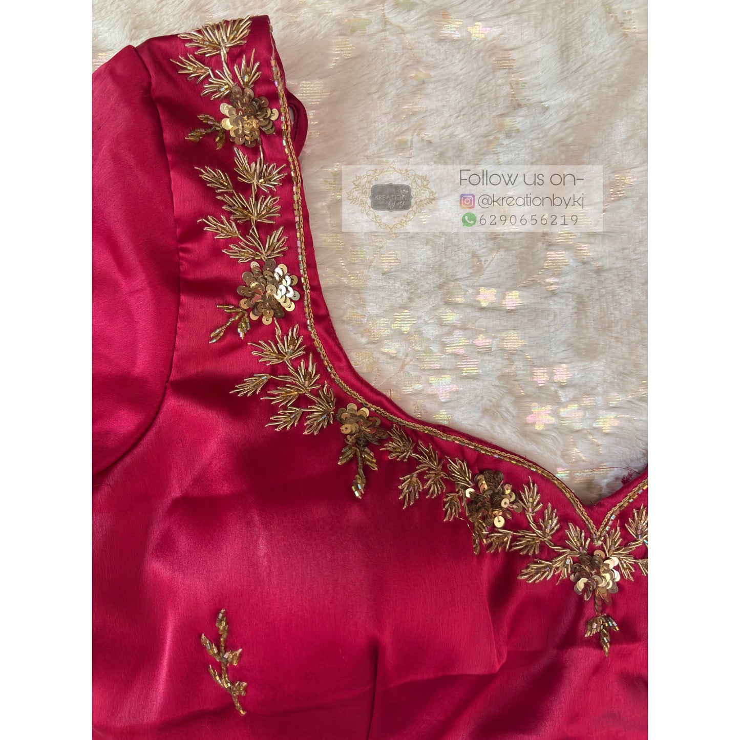 Hot Pink Designer Zardosi Blouse Piece kreationbykj