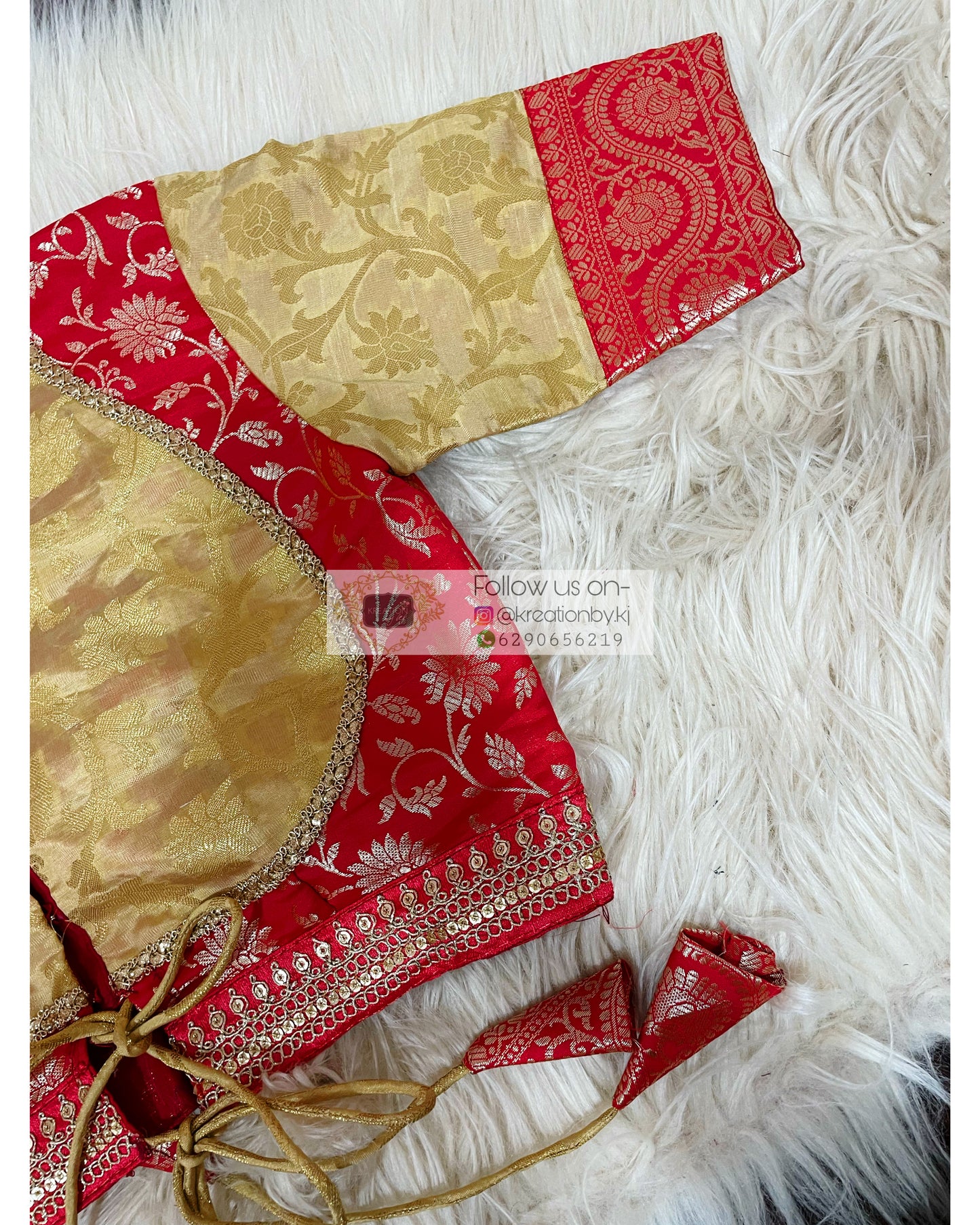 Red Golden Darbari Cut Blouse