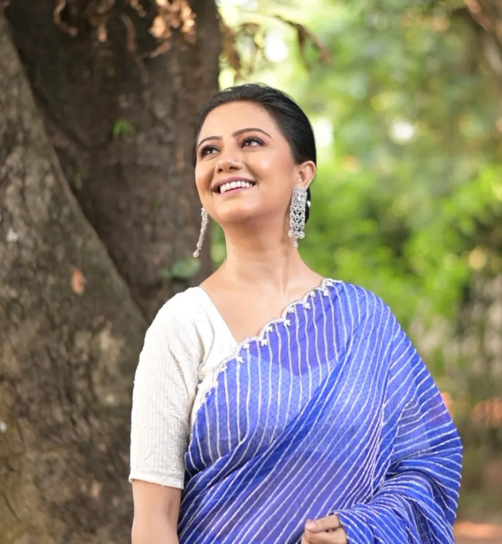 Neela Leher Cutdana Saree