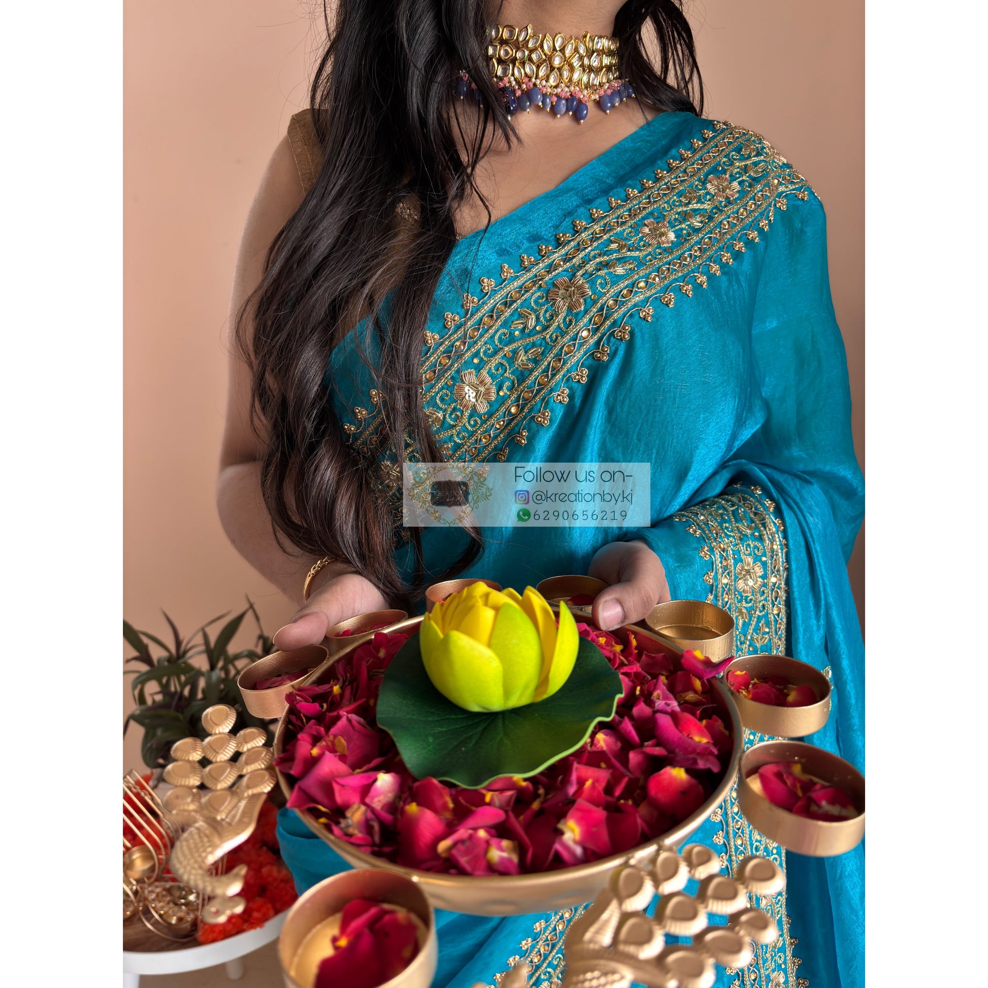 Persian Blue Zarina Saree kreationbykj