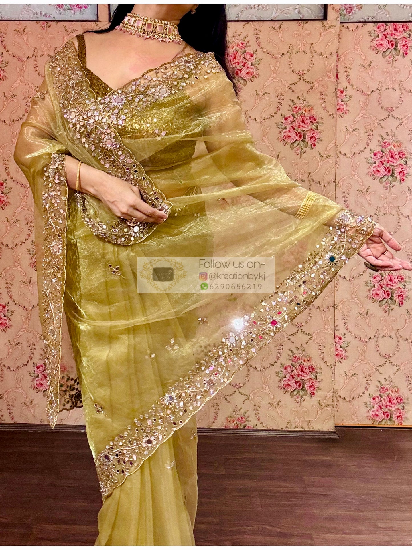 Pista Green Sheesh Mahal Saree