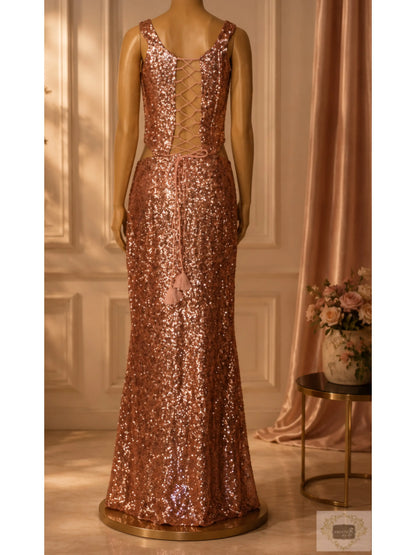 Rose Gold Sequinned Gown Kreation by KJ