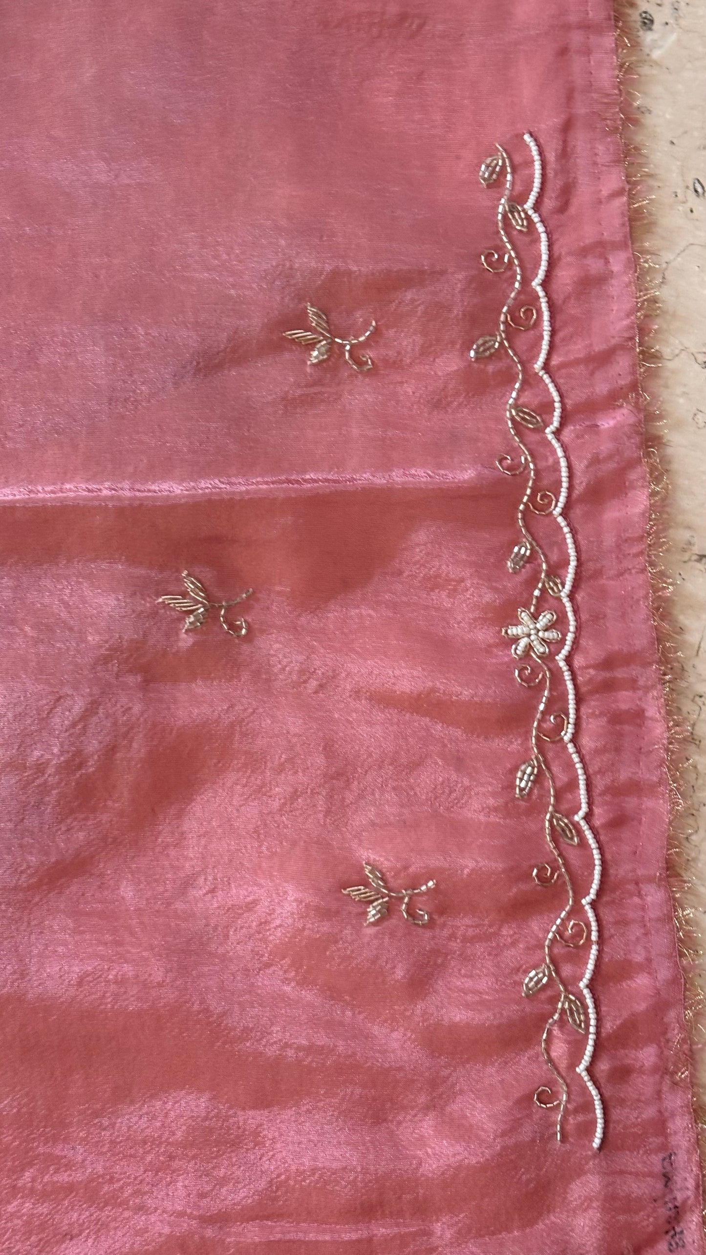 Two in One Ombre Tissue Saree with scalloped Border
