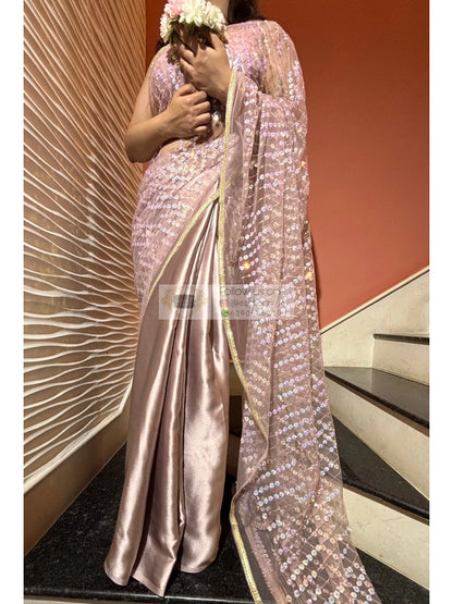 Lilac Sequin Spring Soiree Saree Kreation by KJ