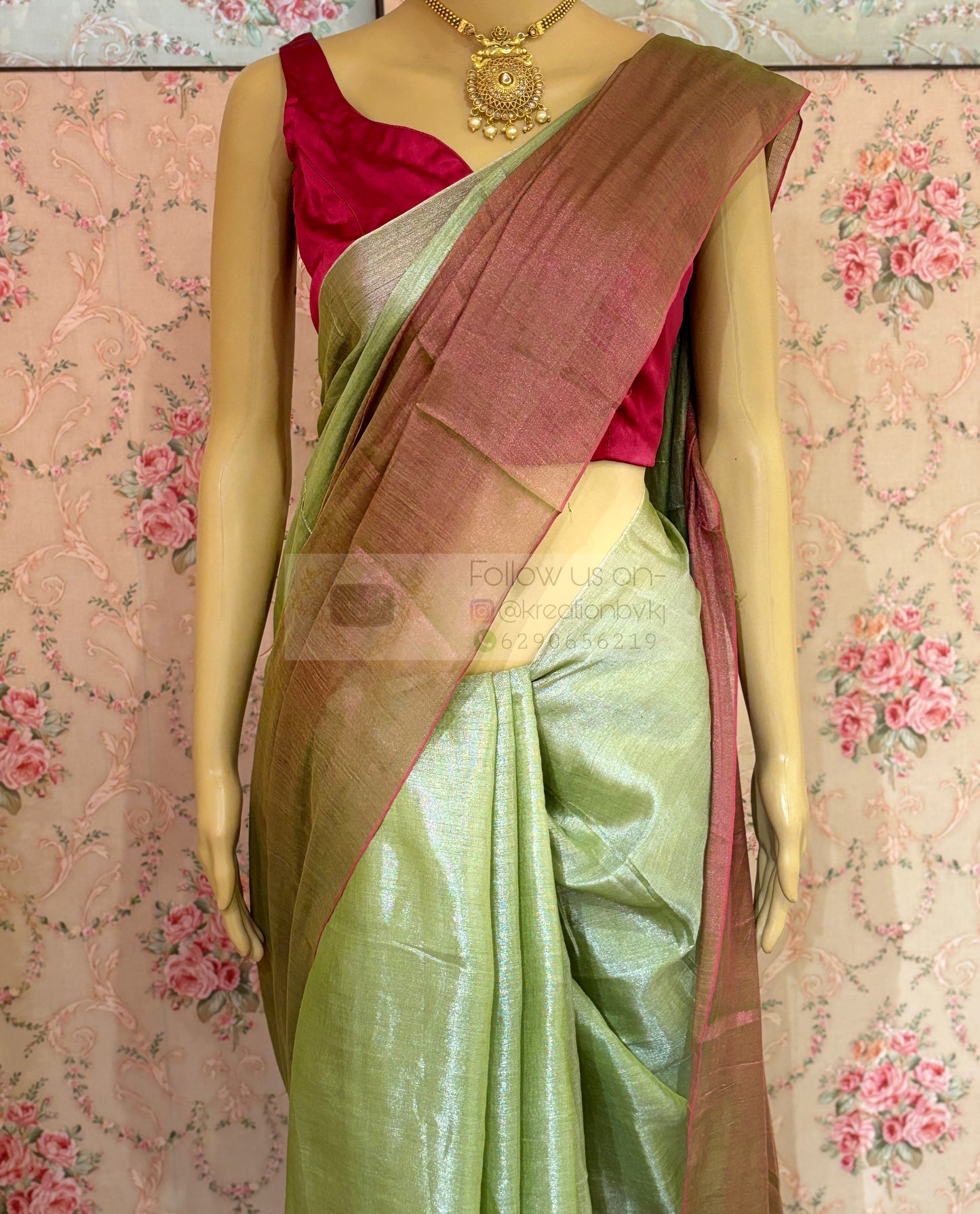 Badam Pista Two in One Tissue Saree