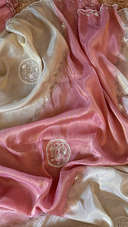 Two in One Ombre Tissue Saree with scalloped Border