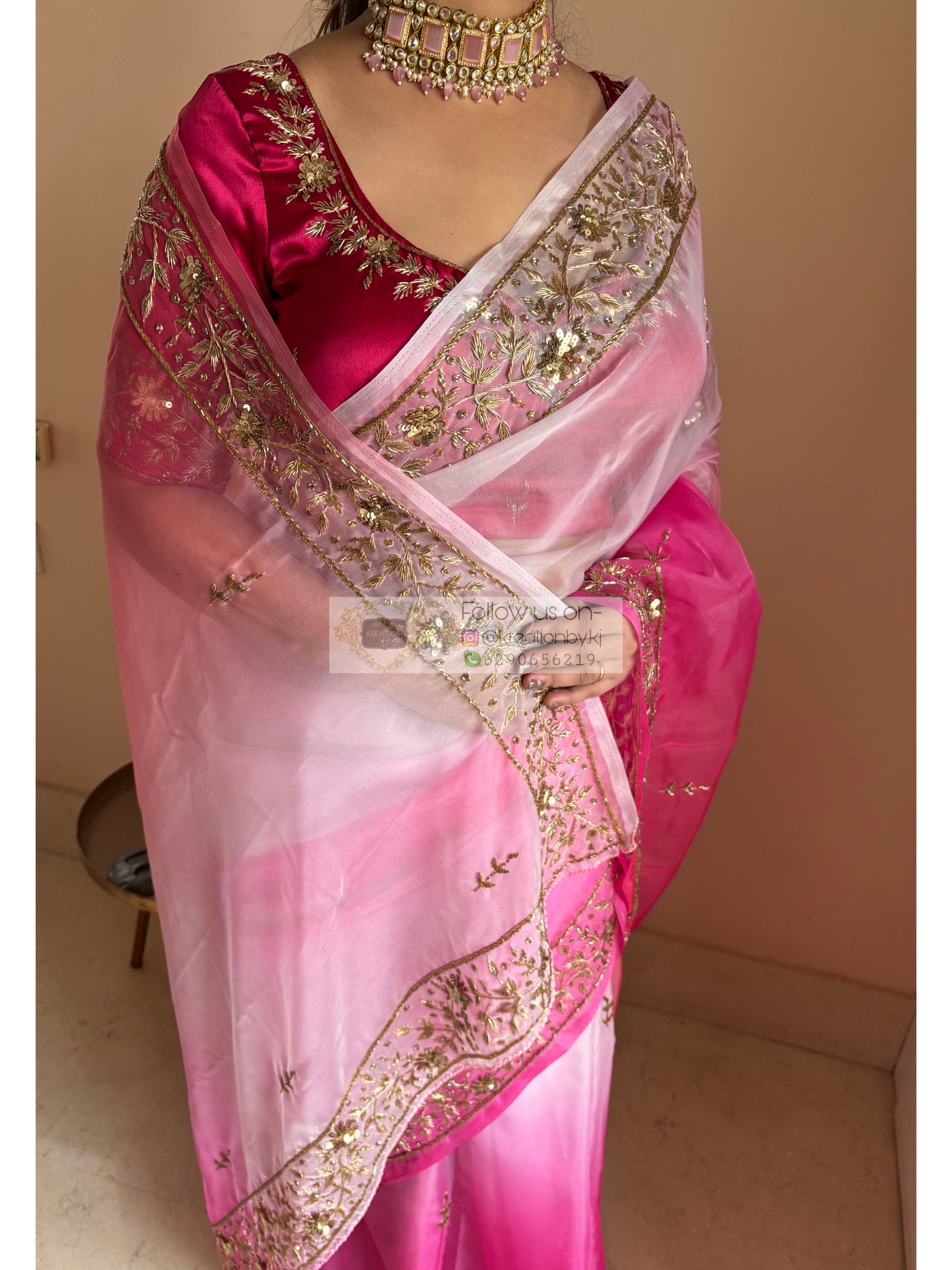 Gulabi Ombré Anaya Saree kreationbykj
