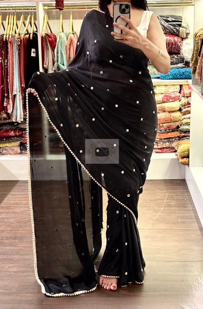 Chandani Raat Black Georgette Saree