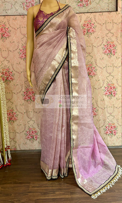 Lilac Crushed Tissue Banarasi Saree