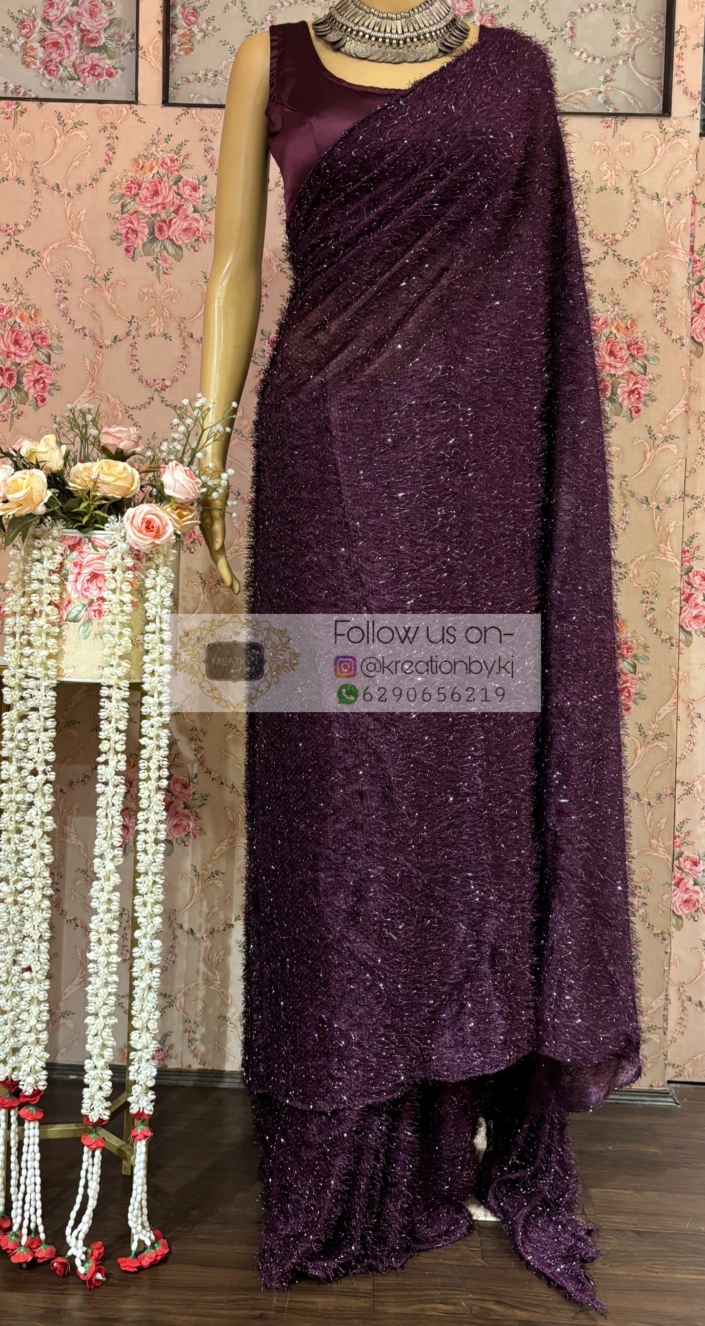 Mariana Wine Fur Saree