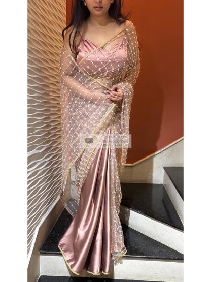 Rose Gold Glitter in the Sky Saree kreationbykj