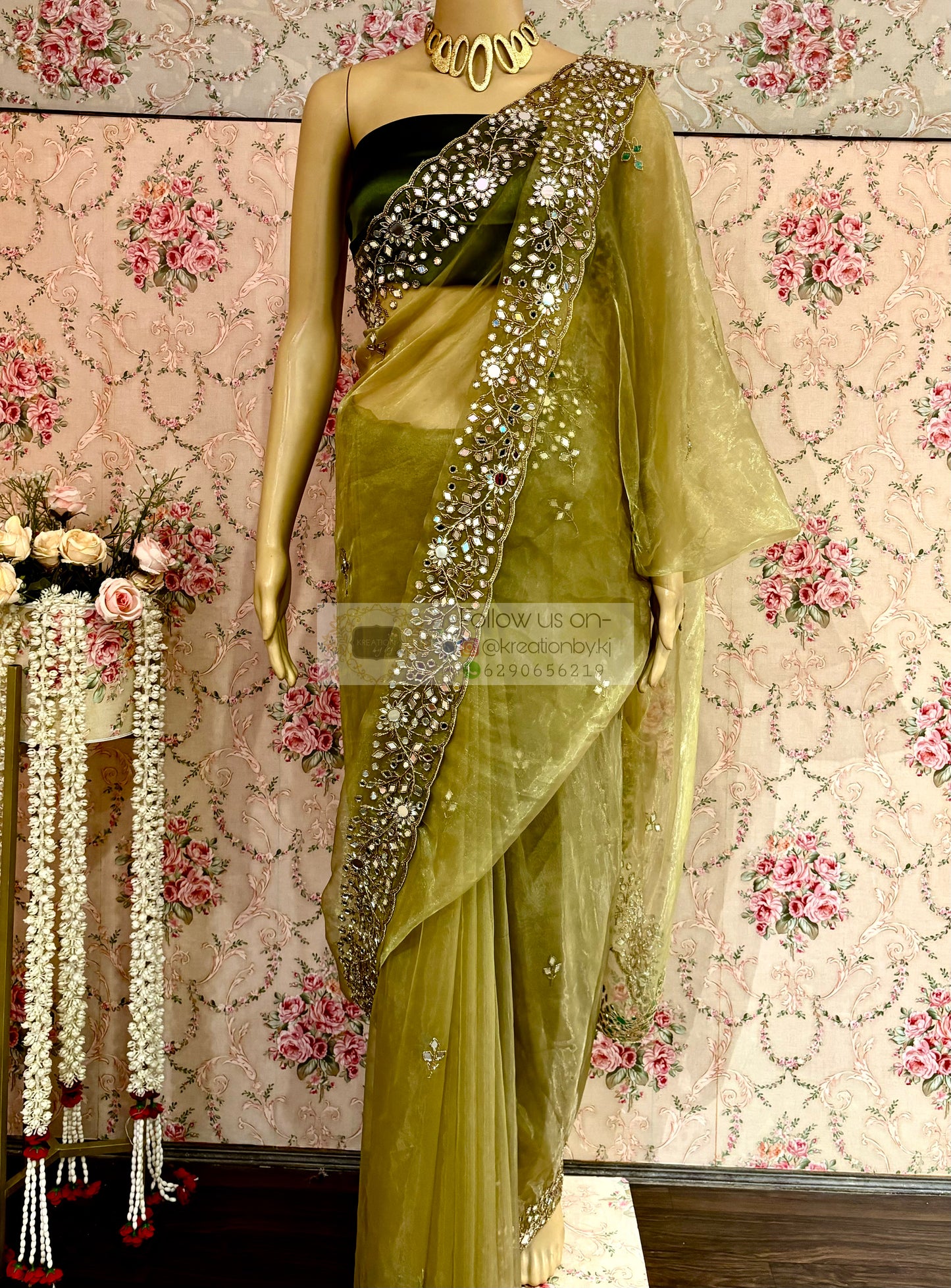 Pista Green Sheesh Mahal Saree