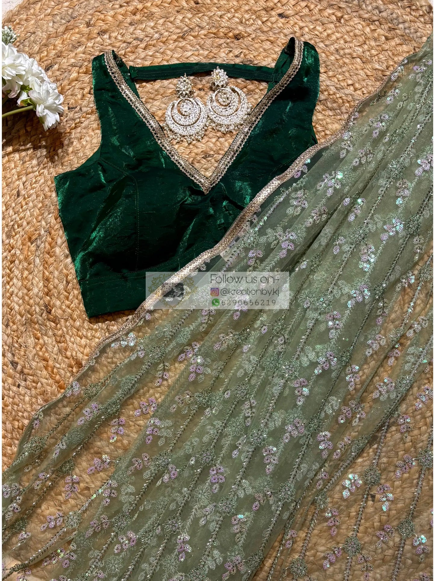 Green Spring Sequin Soirée Saree
