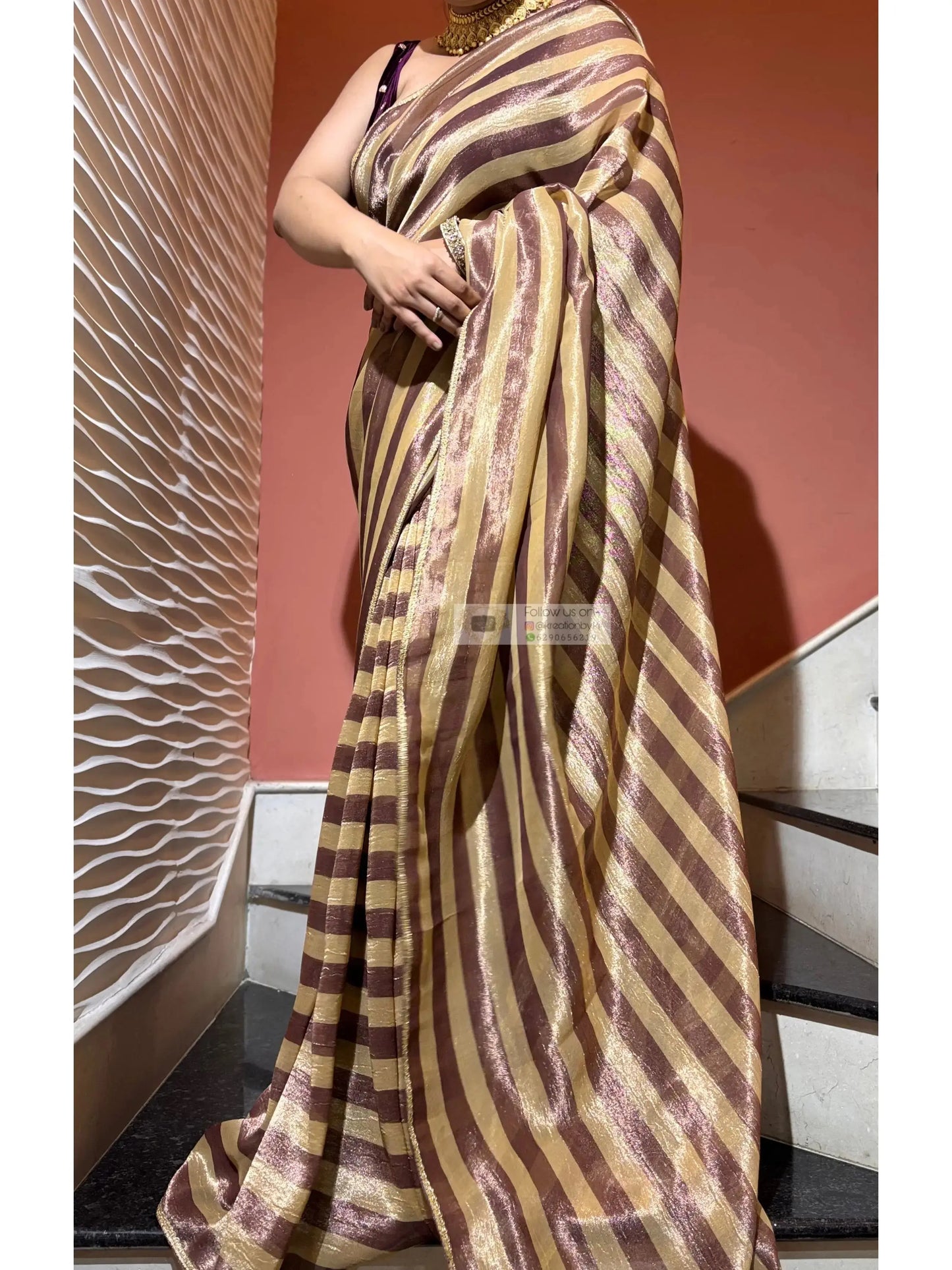 Striped Tissue Saree Kreation by KJ