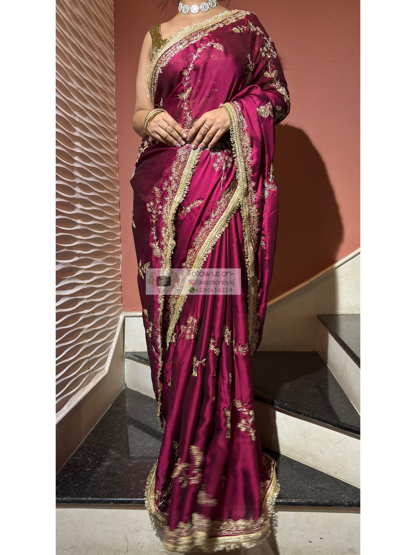 Piya Bawri Wine Georgette Saree - kreationbykj