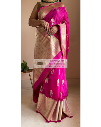 Fuschia Kataan Silk Saree with Gulaab Boota