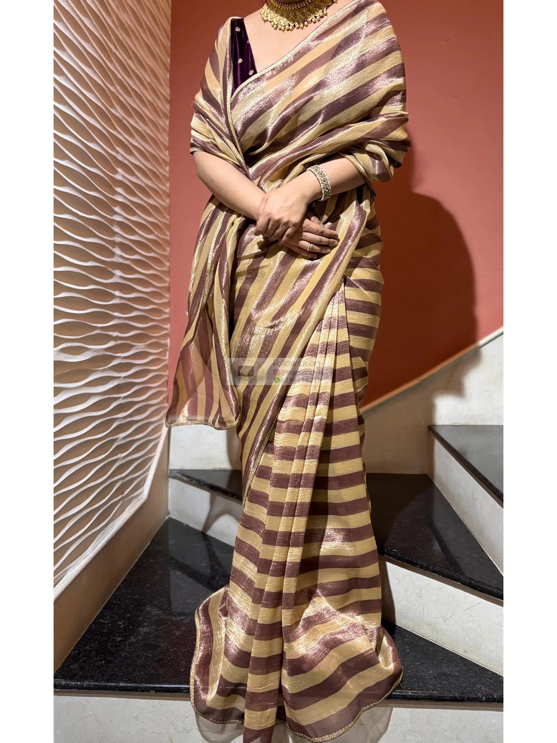 Striped Tissue Saree Kreation by KJ