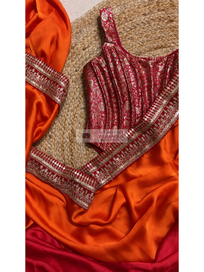 Sun Set Ombre Saree with Embroidered Border