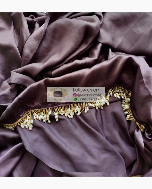 Coffee Brown Satin Silk One Minute Saree kreationbykj.in