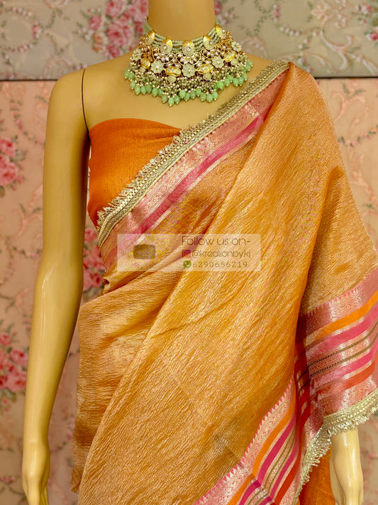 Orange Banarasi Tissue Saree