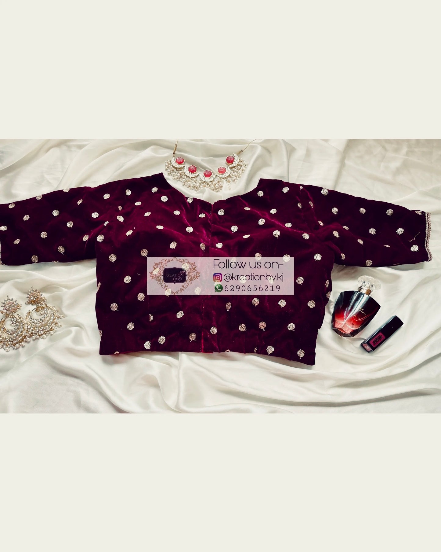 Plum Velvet Deep Neck Blouse