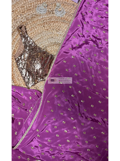Mauve Crepe Silk Embellished Saree Kreation by KJ