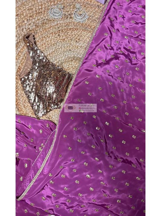 Mauve Crepe Silk Embellished Saree Kreation by KJ