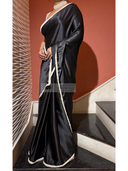 Black Saree with Pearl Border Saree