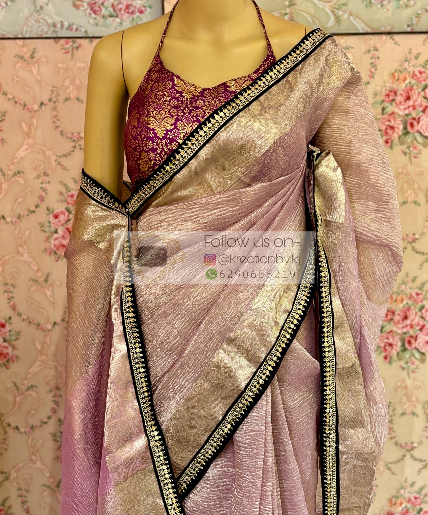 Lilac Crushed Tissue Banarasi Saree