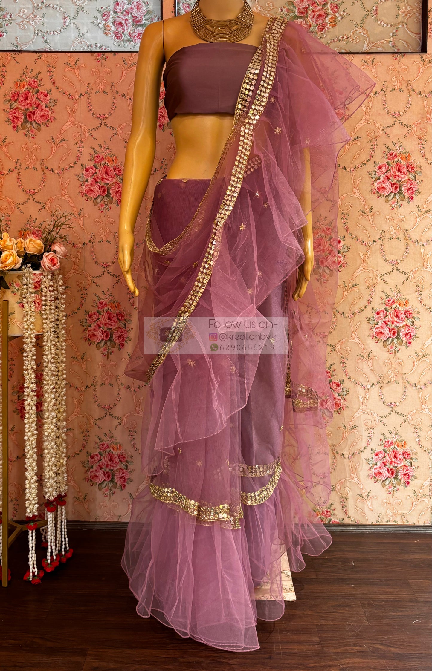 Heather Net Ruffles Saree