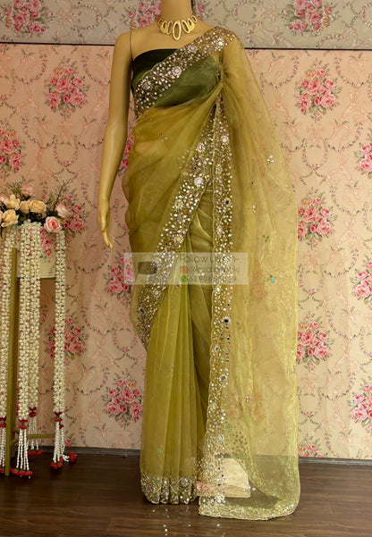 Pista Green Sheesh Mahal Saree