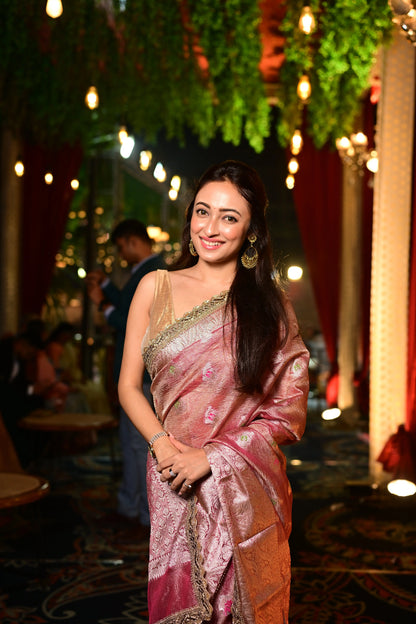 Ayoshi Talukdar in Lilac Designer Tissue Silk Banarasi Saree