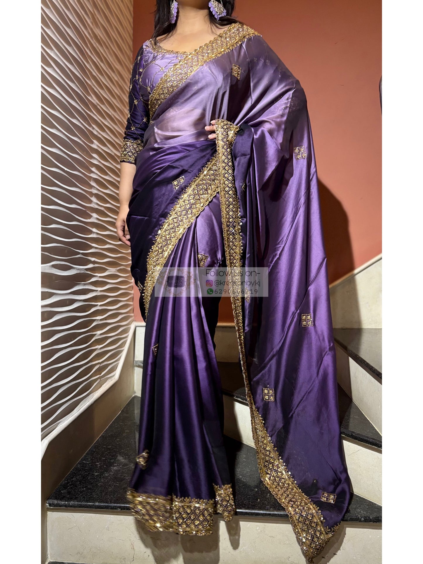 Amethyst Ombre Georgette Zeenat Saree kreationbykj