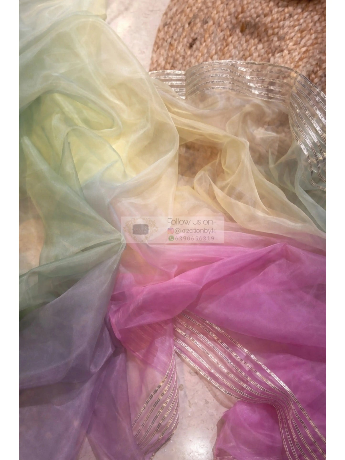 Marshmallow Silver Lining Organza Saree Kreation by KJ