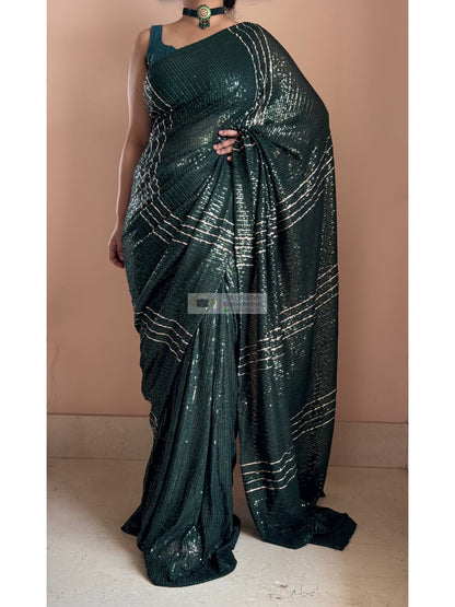 Gota Green Sequin Saree